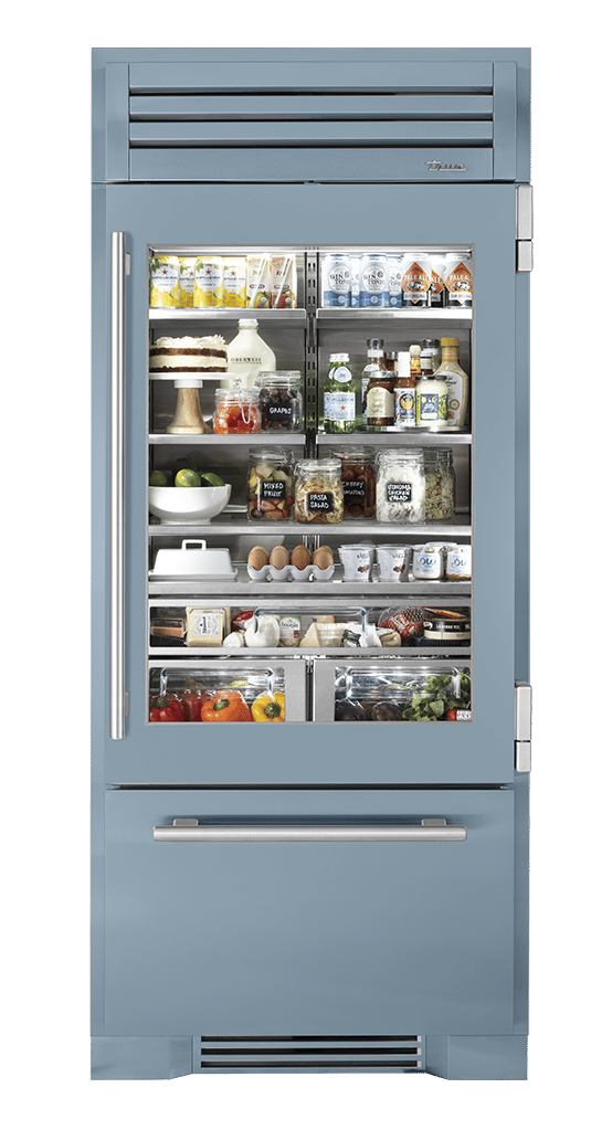 36″ Glass Door Refrigerator with Bottom Freezer